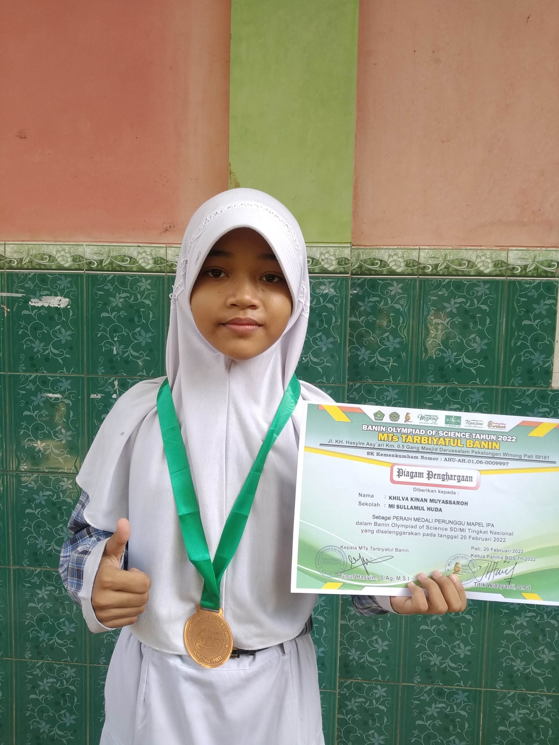 Khilva Kinan Muyassaroh : Peraih Medali Perunggu Lomba IPA Tingkat Nasional Tahun 2022